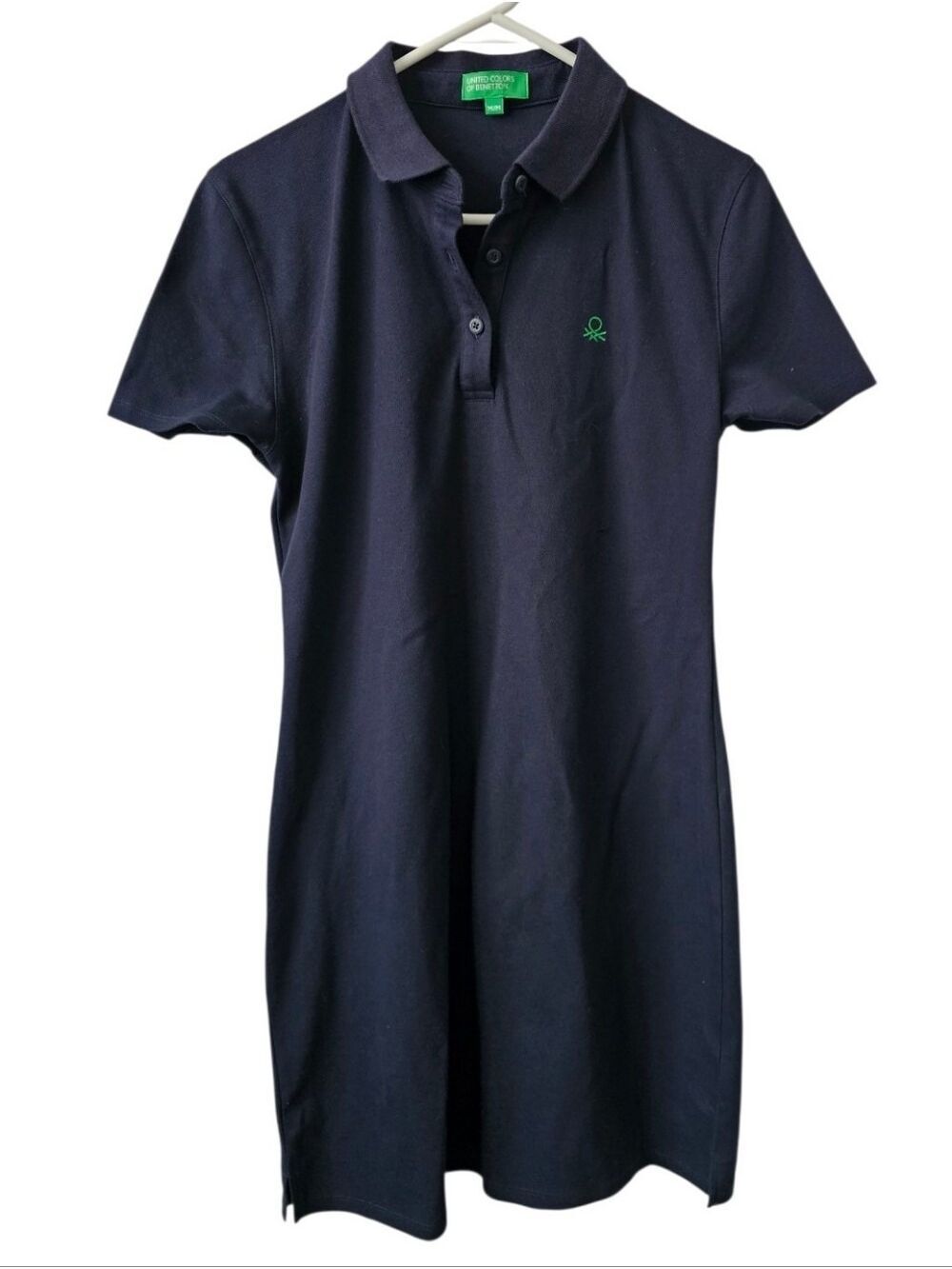 United Colors of Benetton Blue Polo Dress Size Medium Sporty Stretch Casual